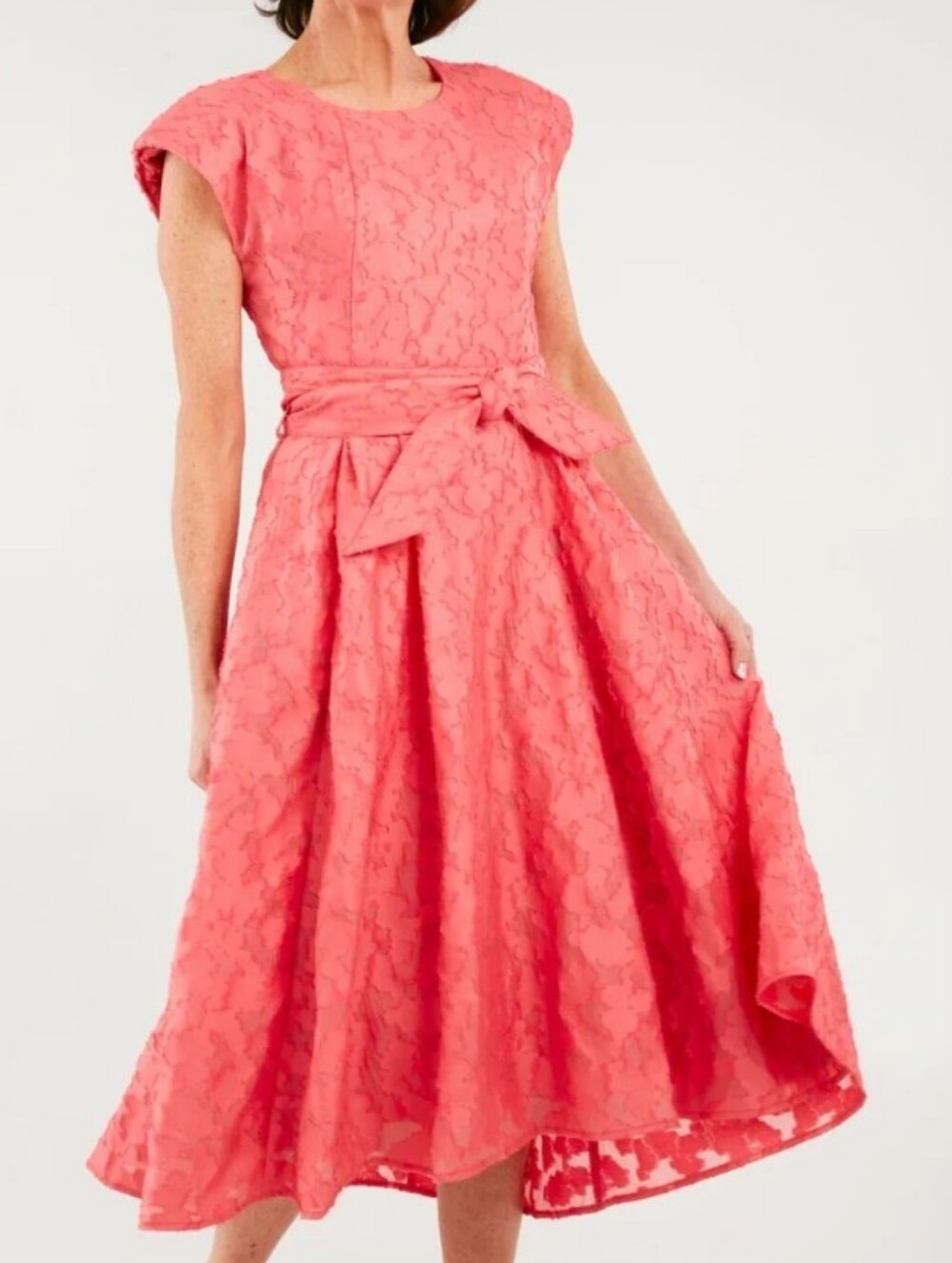 Abbey Glass Olivia Hot Coral Maxi Dress Cocktail Wedding Organza